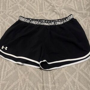 Under Armour Running Shorts Women’s Medium Loose Fit Black With White